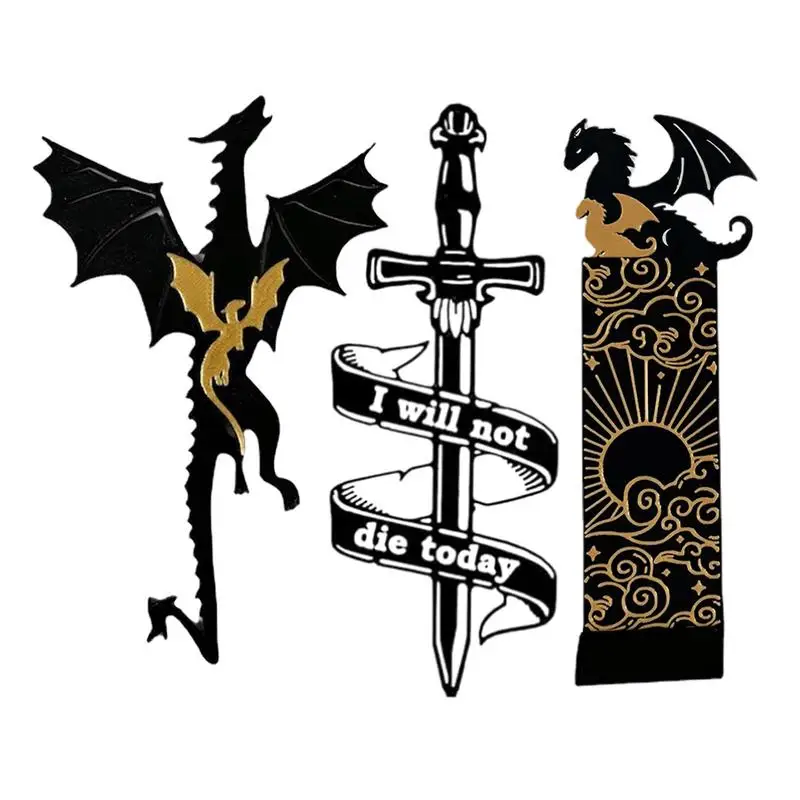 Dragon Bookmark Cool Black With Sun And Clouds Bookshelf Display Decorations For Christmas Halloween Thanksgiving Birthday Gift