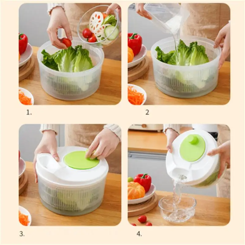 Salad Spinner Household Vegetable Dehydrator Manual Water Salad Spinner Fruit Drain Basket Dryer Hand Crank Kitchen vegetable dryer