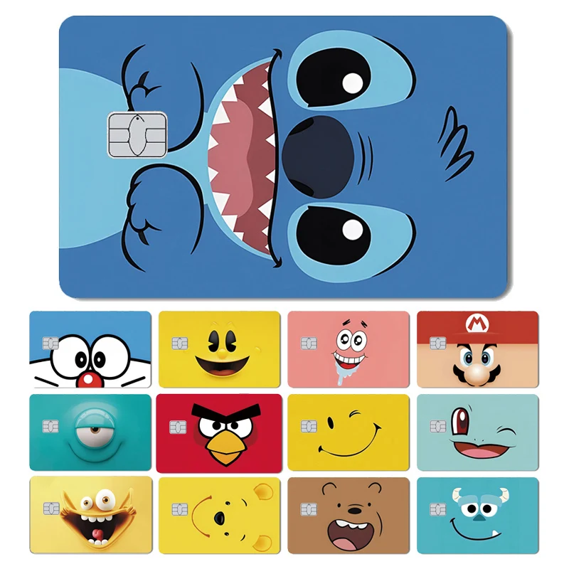 

Funny Cute Anime Cartoon Face Game Monster Matte Front Skin Sticker Cover Film for Credit Bus Debt Bank Card