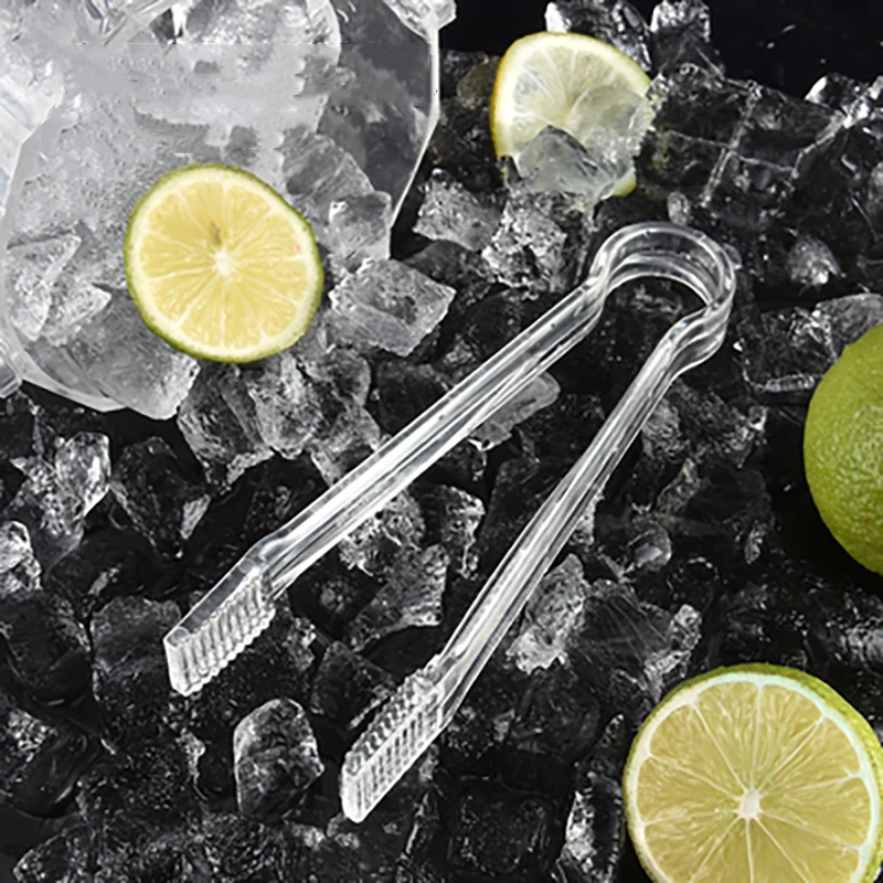 1Pc 16*3.5CM Clear Plastic Barbecue BBQ Clip Bread Food Ice Clamp Ice Clip Tongs Tool Bar Kitchen Accessories