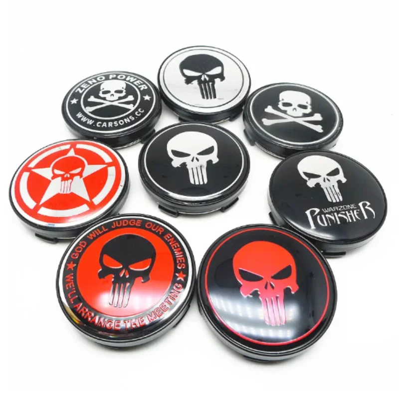 

4pcs 60mm Car Wheel Center Cap Cover Skull Emblem Badge Logo Sticker Auto Styling Accesorries
