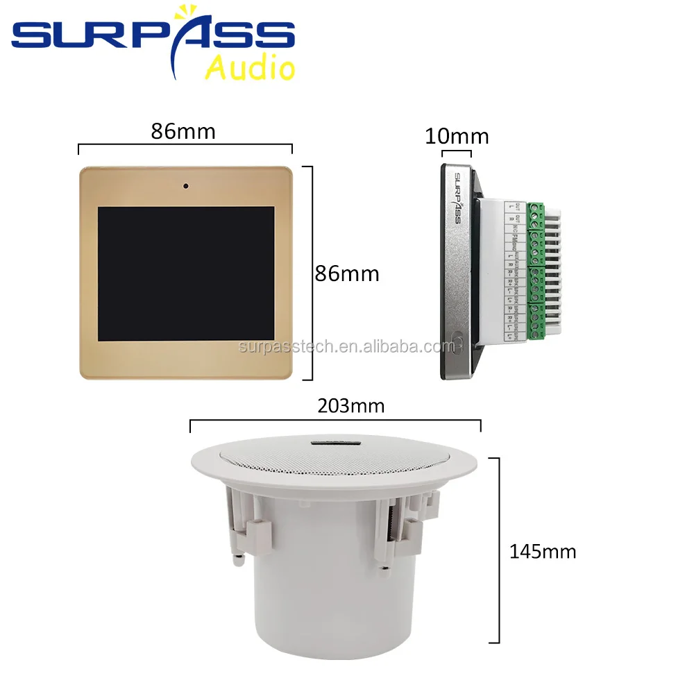 s Smart Home 4 Inch Blue Tooth Touch Screen In Wall Amplifier With TF/USB/Remote Control For Home Video Audio System