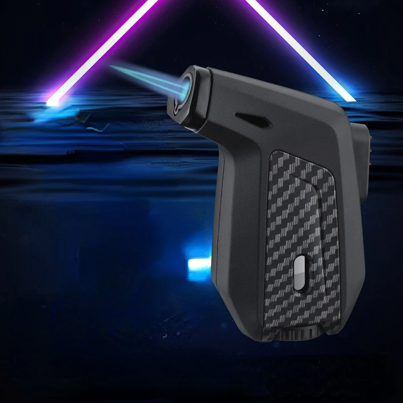 

New Mini Flamethrower Butane Igniter Outdoor BBQ High Temperature Safety Lock Blue Flame Inflatable Lighters Kitchen Gadgets
