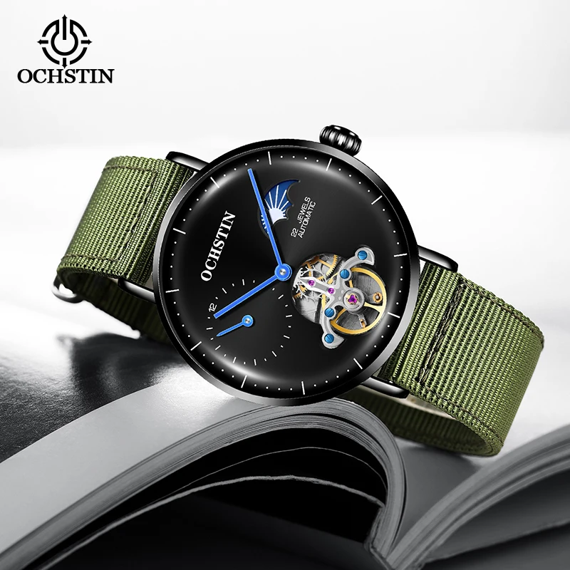 ochstin hot model 2024 personalized versatile creative nylon series flywheel mechanical movement men's mechanical watches