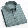 Quality 100% Pure Cotton Oxford Men's Striped Shirt Short Sleeves Regular Fit Men Pocket Casual Shirt Leisure Male Blouse S-8XL
