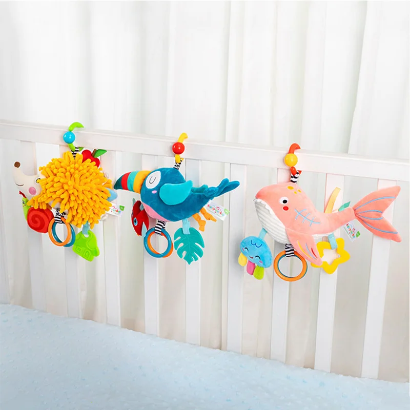 

Soft Infant Crib Bed Stroller Mobile Hanging Rattle Educational Toys Stuffed Animal Toys Baby Car Seat Toys for Babies 0 6 12 M