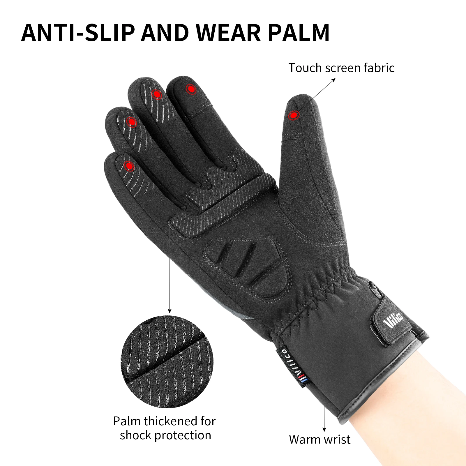 Autumn Winter Outdoor Sports Cycling Durable Velvet Warm Gloves Touch Screen Waterproof Windproof Anti-slip Cold Resistant 5