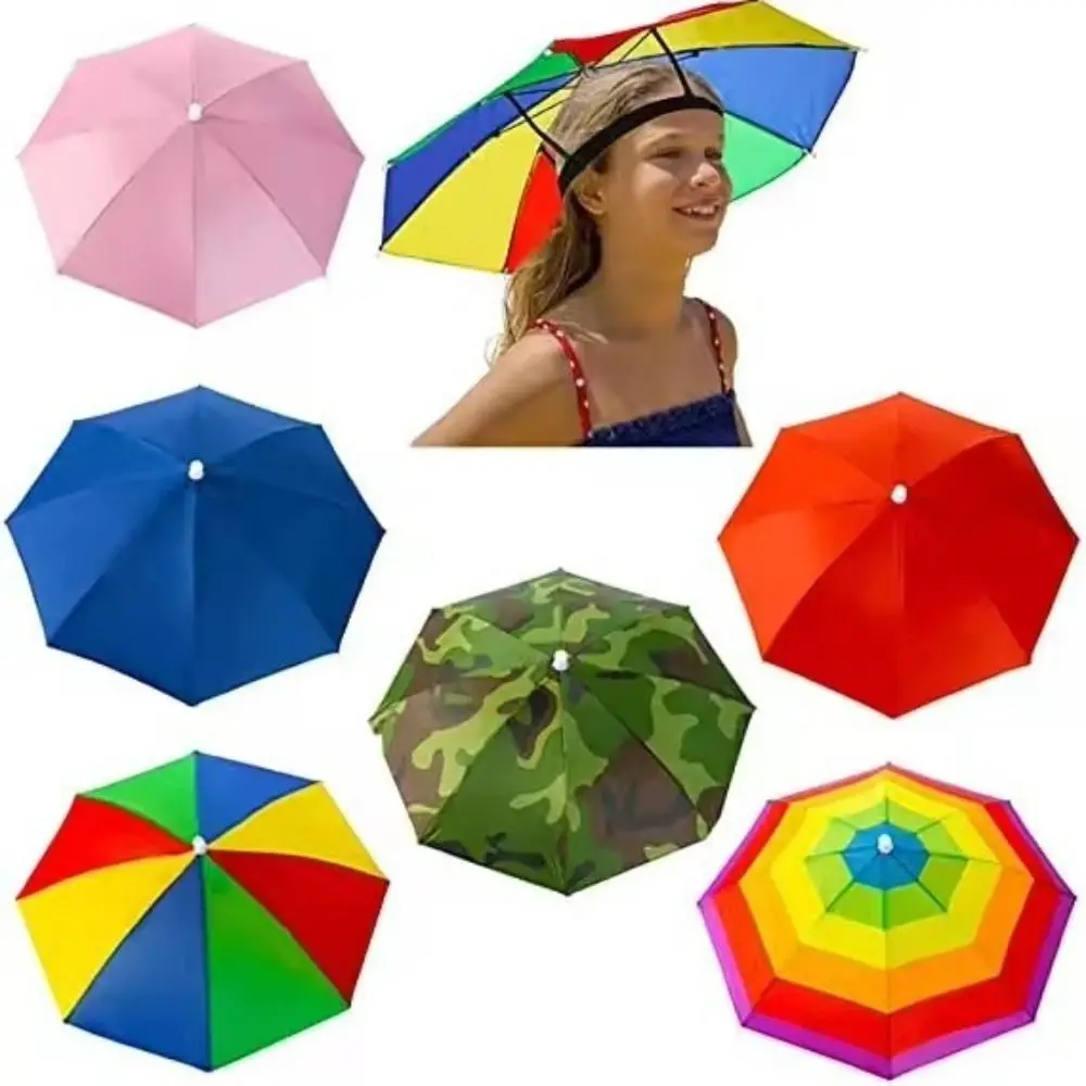 Windproof Portable Umbrella Hat for Outdoor Sunshade and Rain Protection