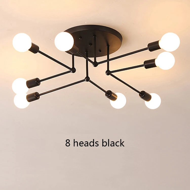 recessed ceiling lights Simple Nordic 6/8 Heads Chandeliers Creative V-shaped LED Ceiling Light Bedroom Living Room Dining Kitchen Black/gold/white E27 ceiling lamp Ceiling Lights