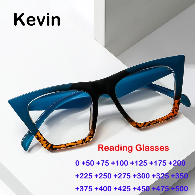 

Oversized Cat Eye For Women Men Anti-Blue Light Glasses Optical Magnifying Computer Reading Glasses Frame Spectacle Eyewear +75