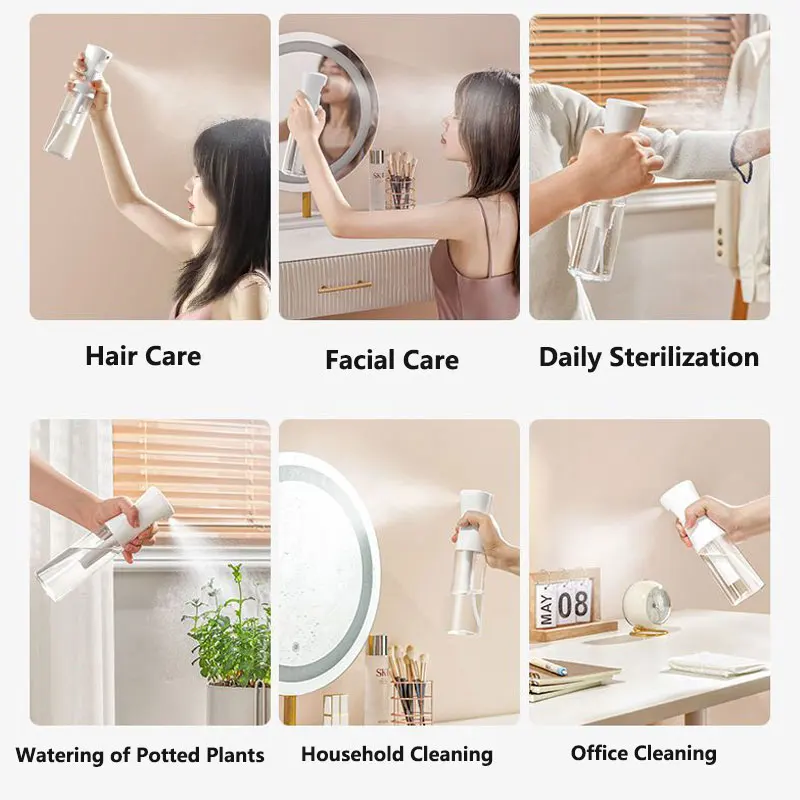 High Pressure Continuous Mist Spray Bottle for Hair and Makeup (Multiple Size Options)