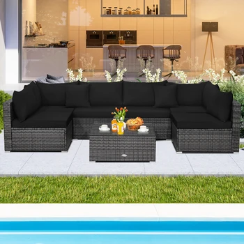 7PCS Patio Rattan Furniture Set 1