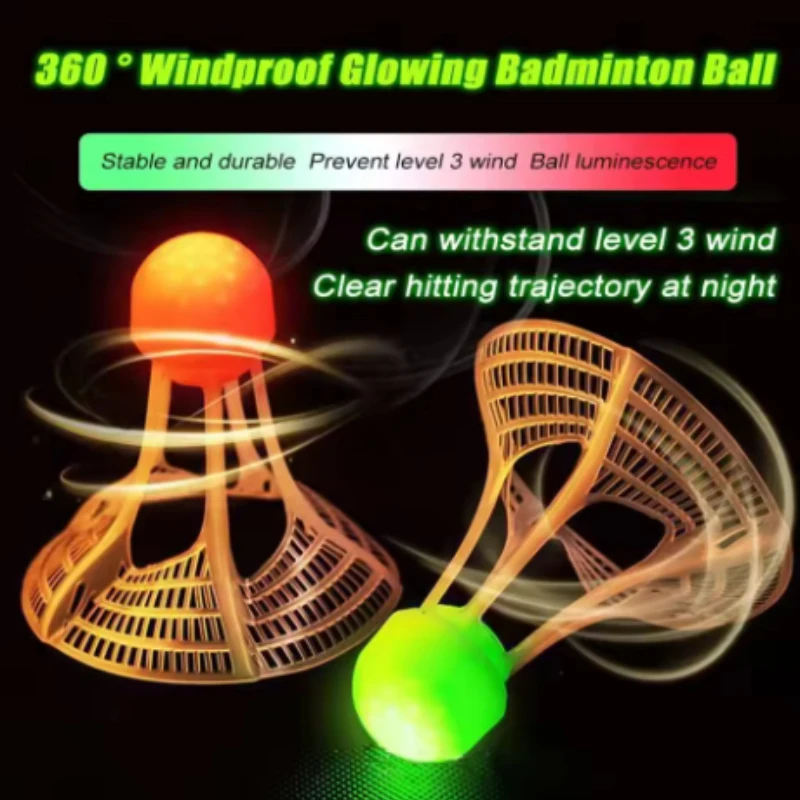 Luminous Windproof Luminous Badminton Ball, Super Durable and Unbreakable, Outdoor Fluorescent Bright Nylon Ball with Light