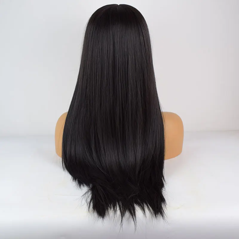 

Bombshell Black Silky Straight Glueless Synthetic 13X4 Lace Front Wigs High Quality Heat Resistant Fiber Hair For Black Women