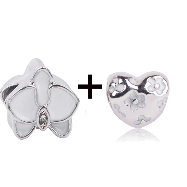 New Design White Heart Charm Beads Pendant Fit European Style Brand Bracelets Necklaces For Women Jewelry Making