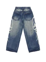 Deeptown Vintage Y2k Jeans déchirés pour femmes, imprimé Harajuku, bleu, baggy, denim délavé, pantalon hip hop grunge streetwear, jeans larges 6