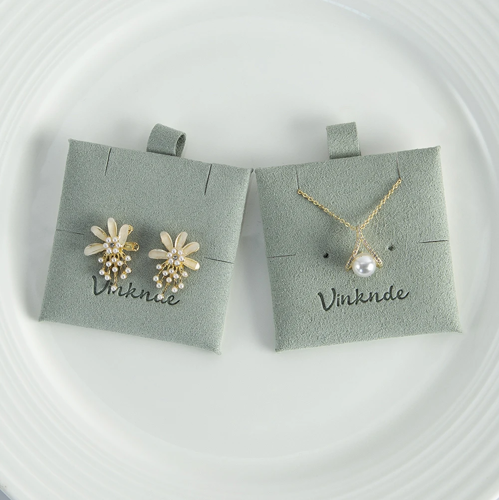 Custom Logo Earring Cards Holder Microfiber Paper Hairpin Necklace Display Card Hang Tag For Diy Jewelry Packaging Free Shipping