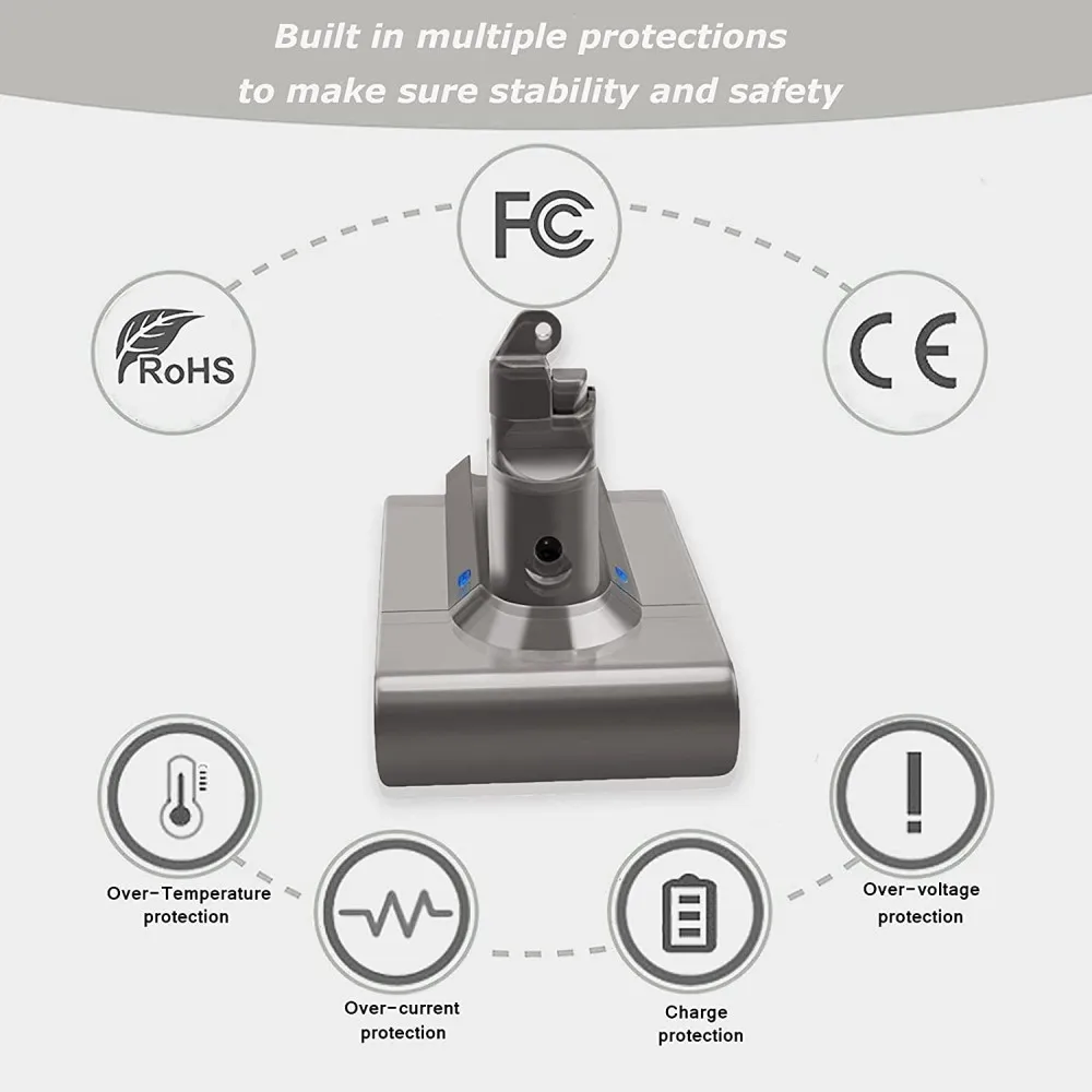 Li-ion交換用バッテリー,dyson掃除機用,掃除機用,2100mah,21.6v,v6