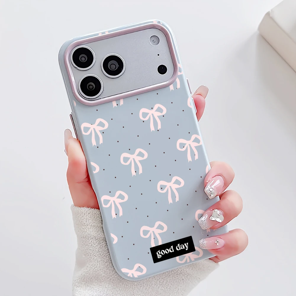 Chic Dopamine Pink Polka Dot Bow Phone Case - Soft Silicone TPU Cover