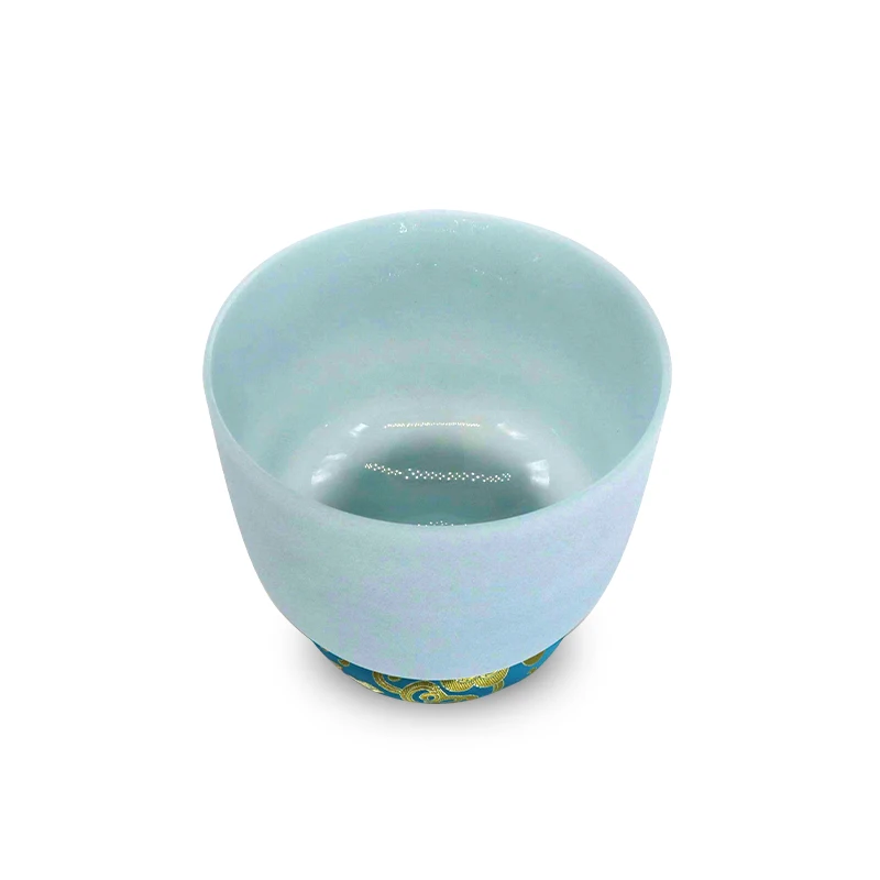 

AMAZING SOUND 10 inch E Note Turquoise Emerald Fusion Quartz Crystal Singing Bowl for Spiritual Meditation Mind Focus