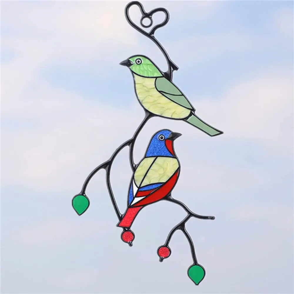 

Mini Stained Hummingbird Bird Home Window Hanging Metal Dreamcatcher Birds Colorful Metal Alloy Suncatcher Hanging Decoration