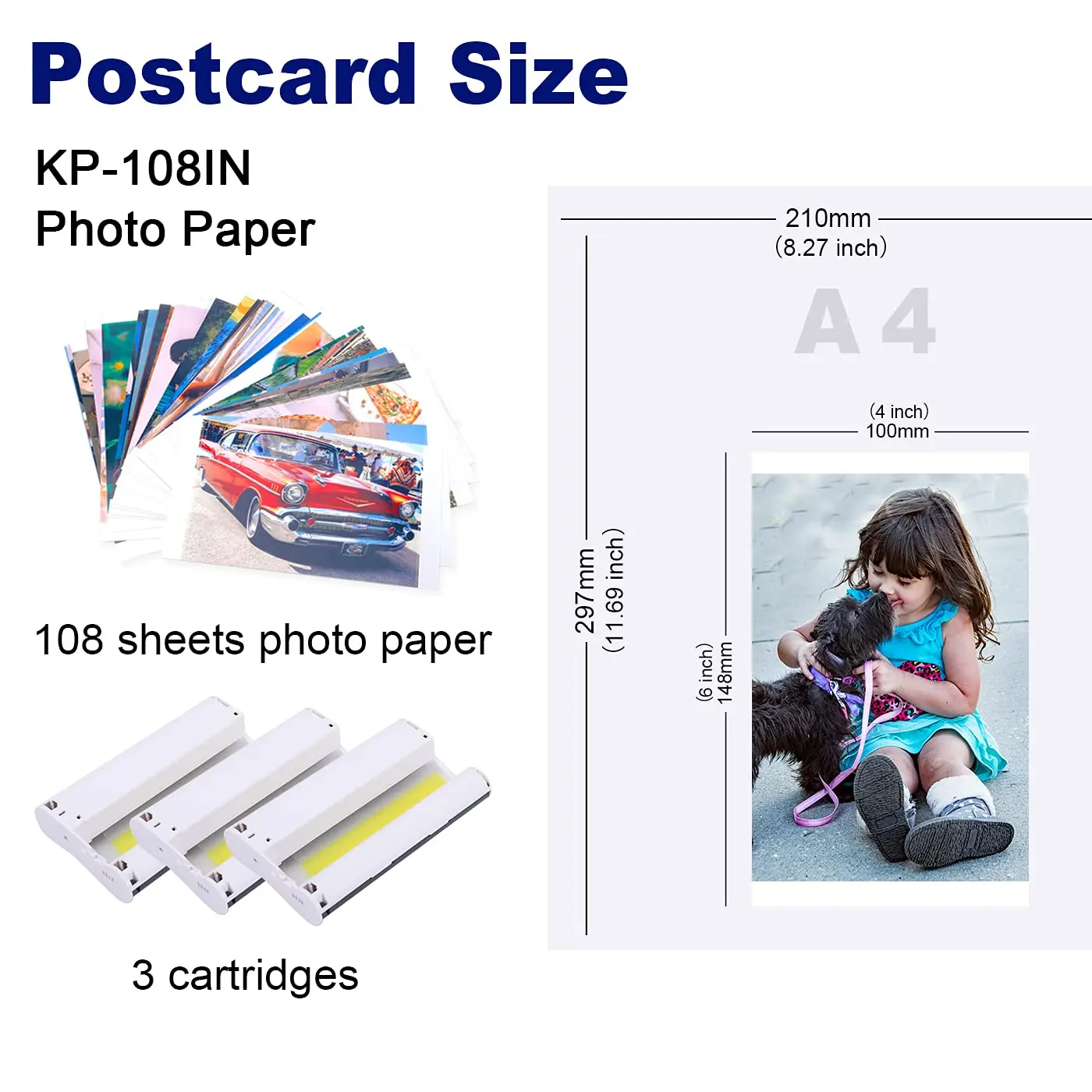KP108IN 3 Ink Cartridges and 108 Sheets Glossy Photo Paper