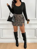 GIBSIE Plus Size Leopard Print Slit Mini Skirts Women Sexy Club Party Streetwear High Waist Office Ladies Bodycon Short Skirt - Image 6
