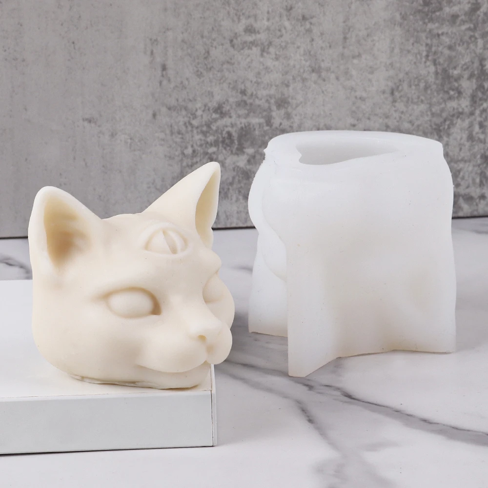 3D Cat Head Candle Silicone Mold DIY Handmade Gypsum Aromatherapy