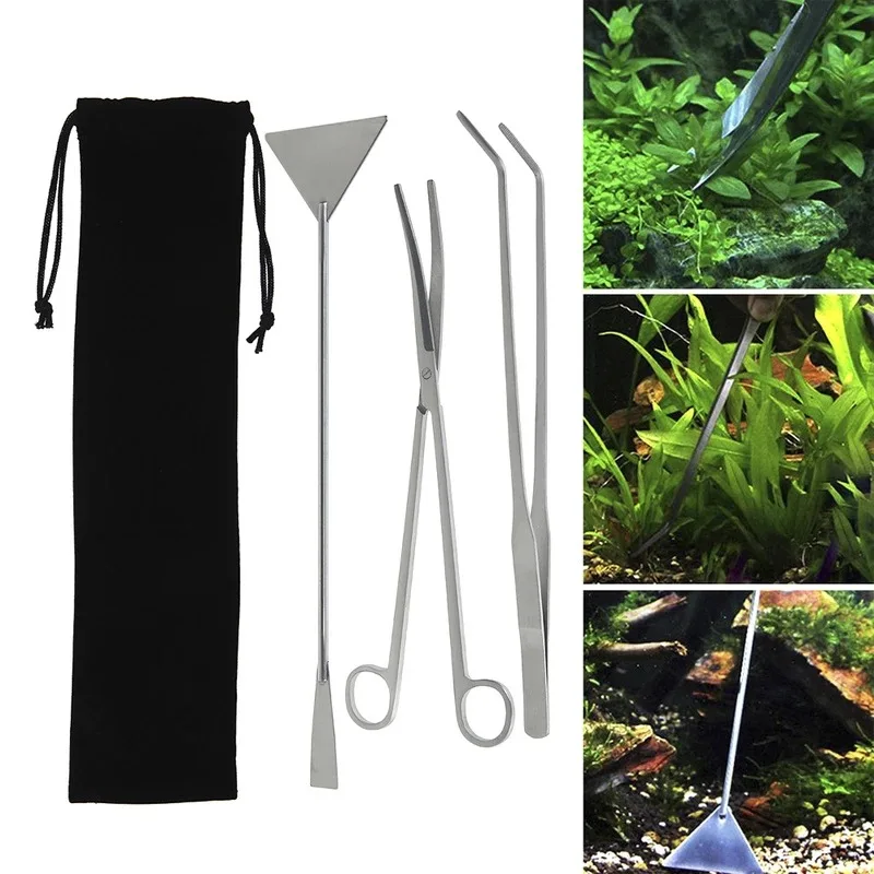 Aquarium Tank Aquascaping Tools Scissor Tweezers Tool Stainless Steel Aquatic Plants Set for Maintenance |