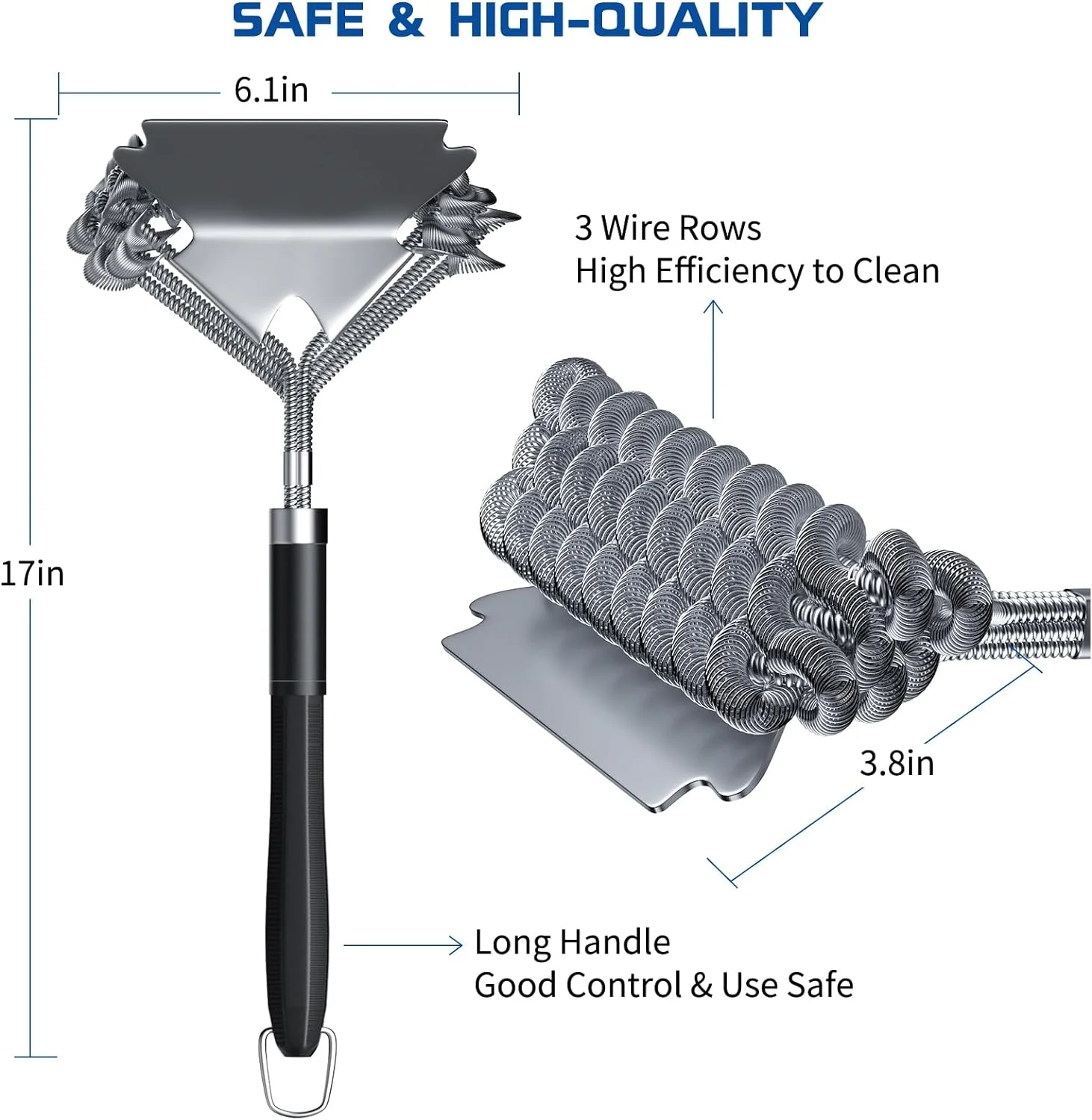 Stainless Steel Bristle-Free Grill Cleaning Brush with Extra Wide Scraper-Ideal BBQ Accessories Gift Safe for Grills barbecue cleaning tools grill brush