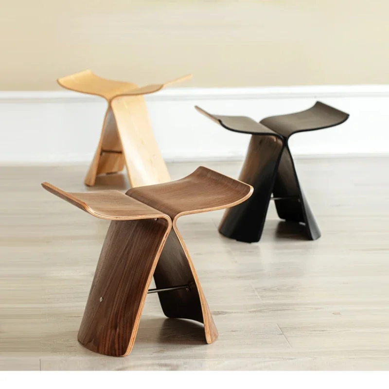 Tabouret papillon créatif pour la maison, chaise de courtoisie, tabouret incurvé adulte, chaise longue, banc à chaussures de luxe léger, salon