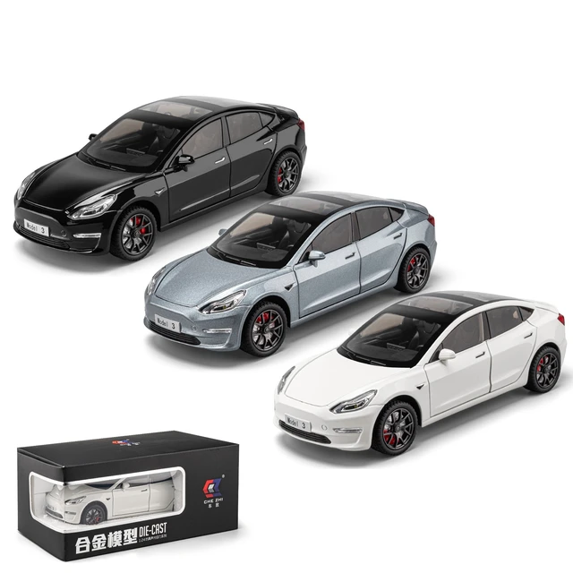 1/24 Tesla Model 3 Diecast Metal Toy Car 1:24 Miniature Alloy Vehicle Pull  Back Sound & Light Collection Gift For Boy Children - AliExpress