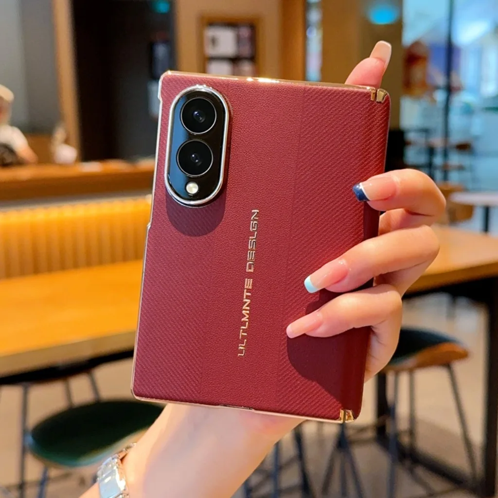 Carbon Fiber Texture PU Leather Shockproof Phone Case with Electroplated Frame