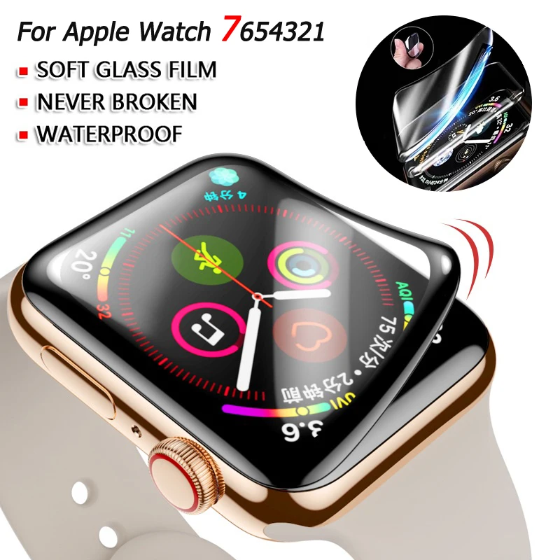 3d Curved Soft Tempered Glass For Apple Watch 7 Se 6 5 4 41mm 40mm 44mm