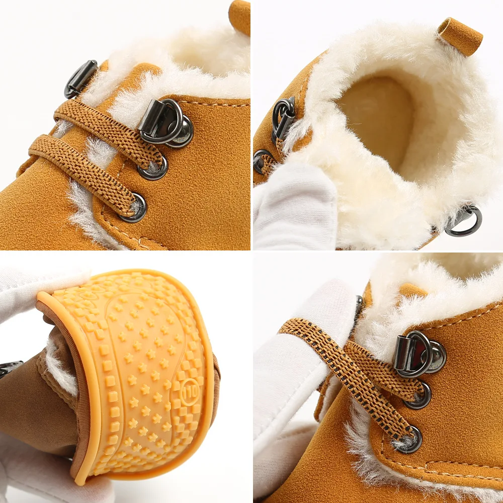 Winter Warm Newborn Toddler Boots baby Boys Shoes Soft Sole Fur Snow Boots 0-12M