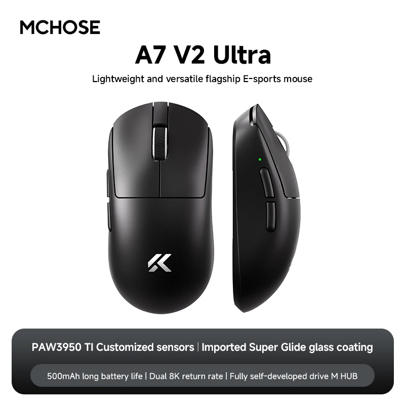 MCHOSE A7 V2 Ultra White Gaming Mouse Lightweight Wireless 8000Hz