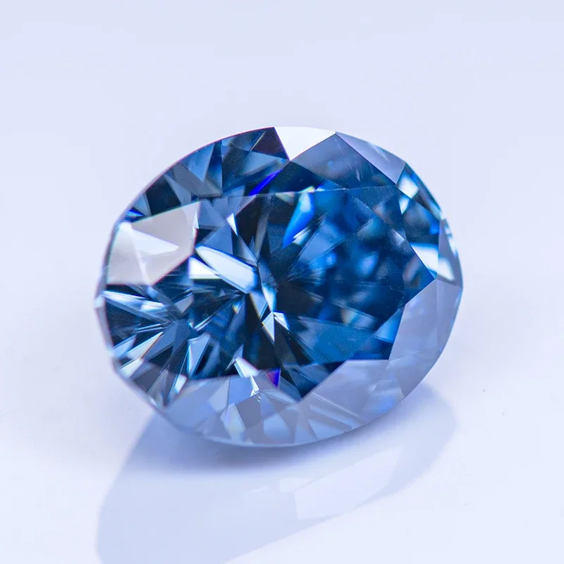 Moissanite Stone Oval Cut Primary Royal Blue Colour  Lab Created Synthetic Gemstone Passed Diamond Tester Comes GRA Certificate