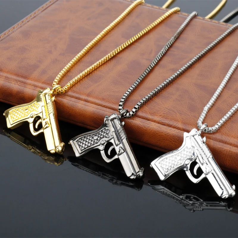 Necklace Pendant Pistol Machine Gun