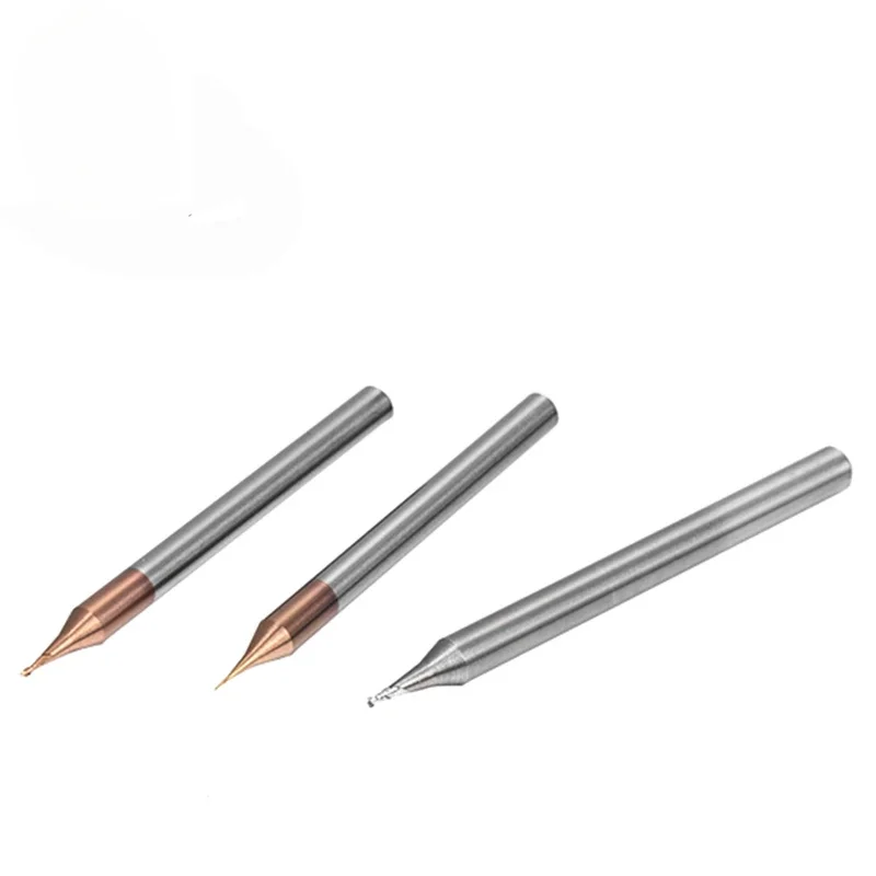 OUIO HRC55 마이크로 카바이드 엔드 밀 2 플루트 TiAIN 마이크로 플랫 4mm 생크 밀링 커터, 카바이드 CNC 조각 비트 엔드 밀, 0.1-0.9mm