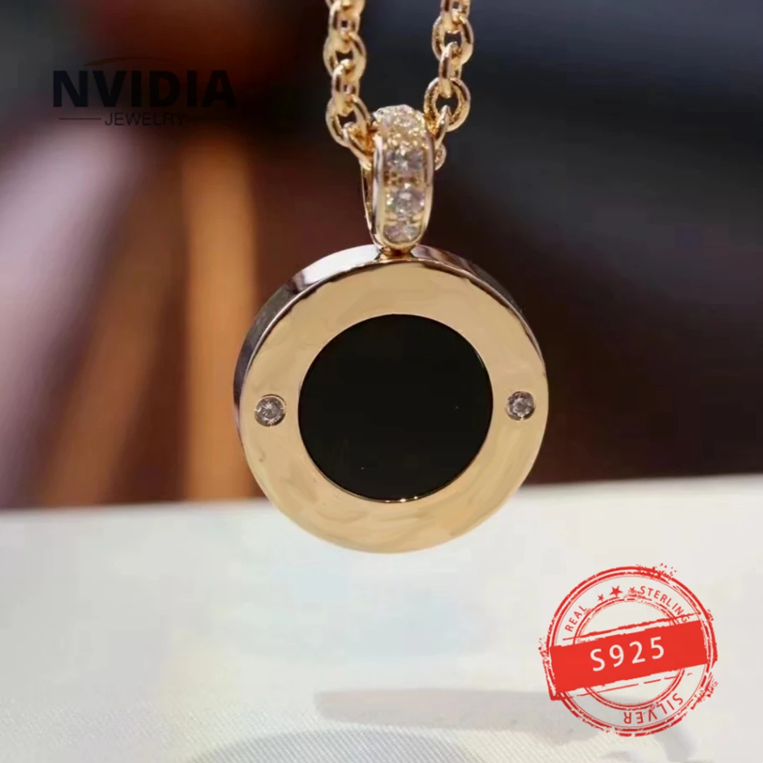 2024 Fashion Jewelry BV Customized S925 Silver Luxury Round Ceramic Diamond Set Women's Necklace Birthday Party Earrings Gift