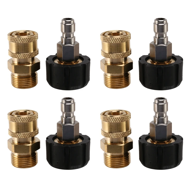 

4X Pressure Washer Adapter Set M22 To 1/4 Inch Quick Connect Kit, M22 14Mm To 1/4 Inch Quick Connect Kit-Boom