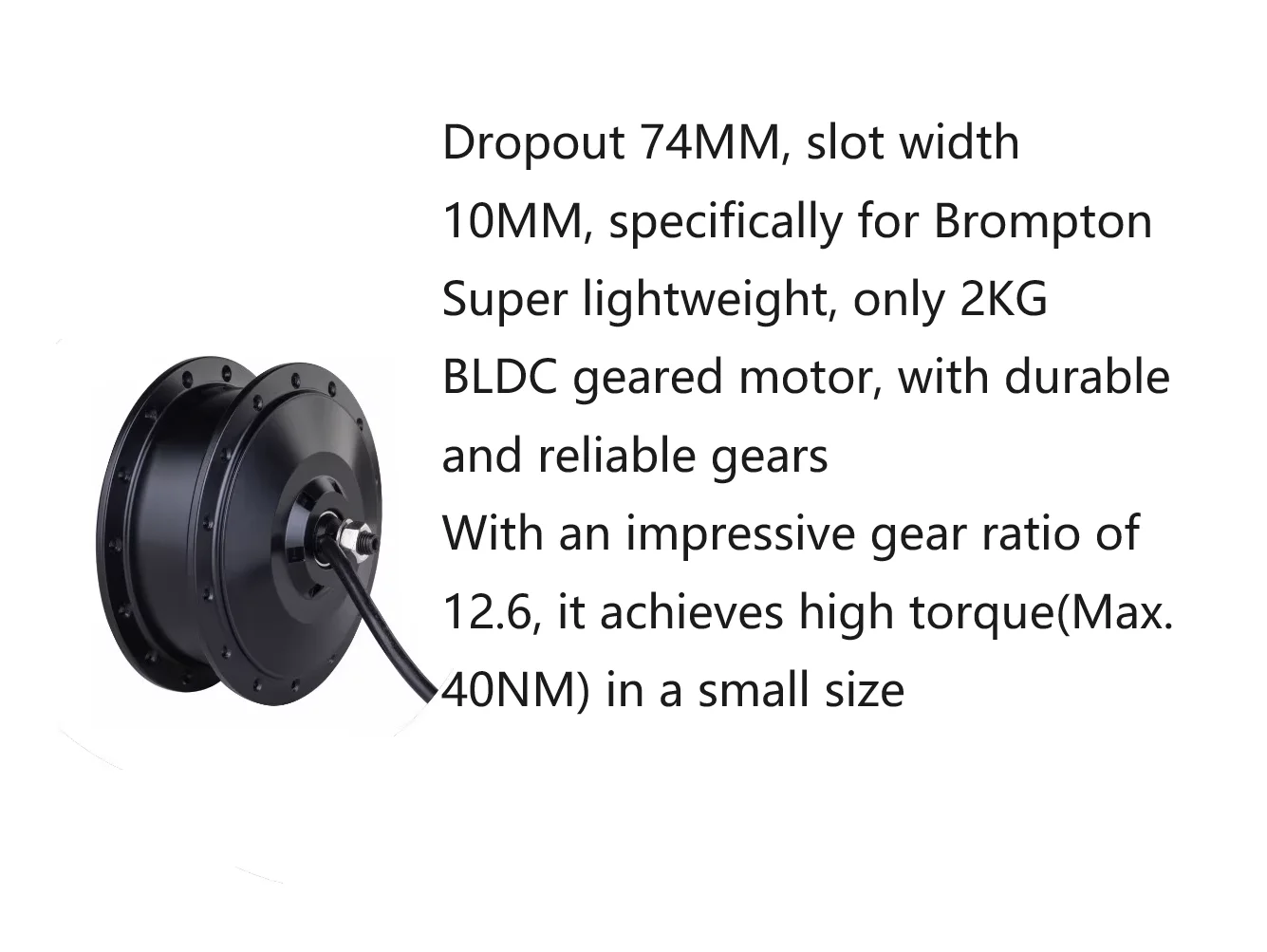 Electric Brompton bike motor 36V 250W 74mm front gear hub motor 28Holes high speed