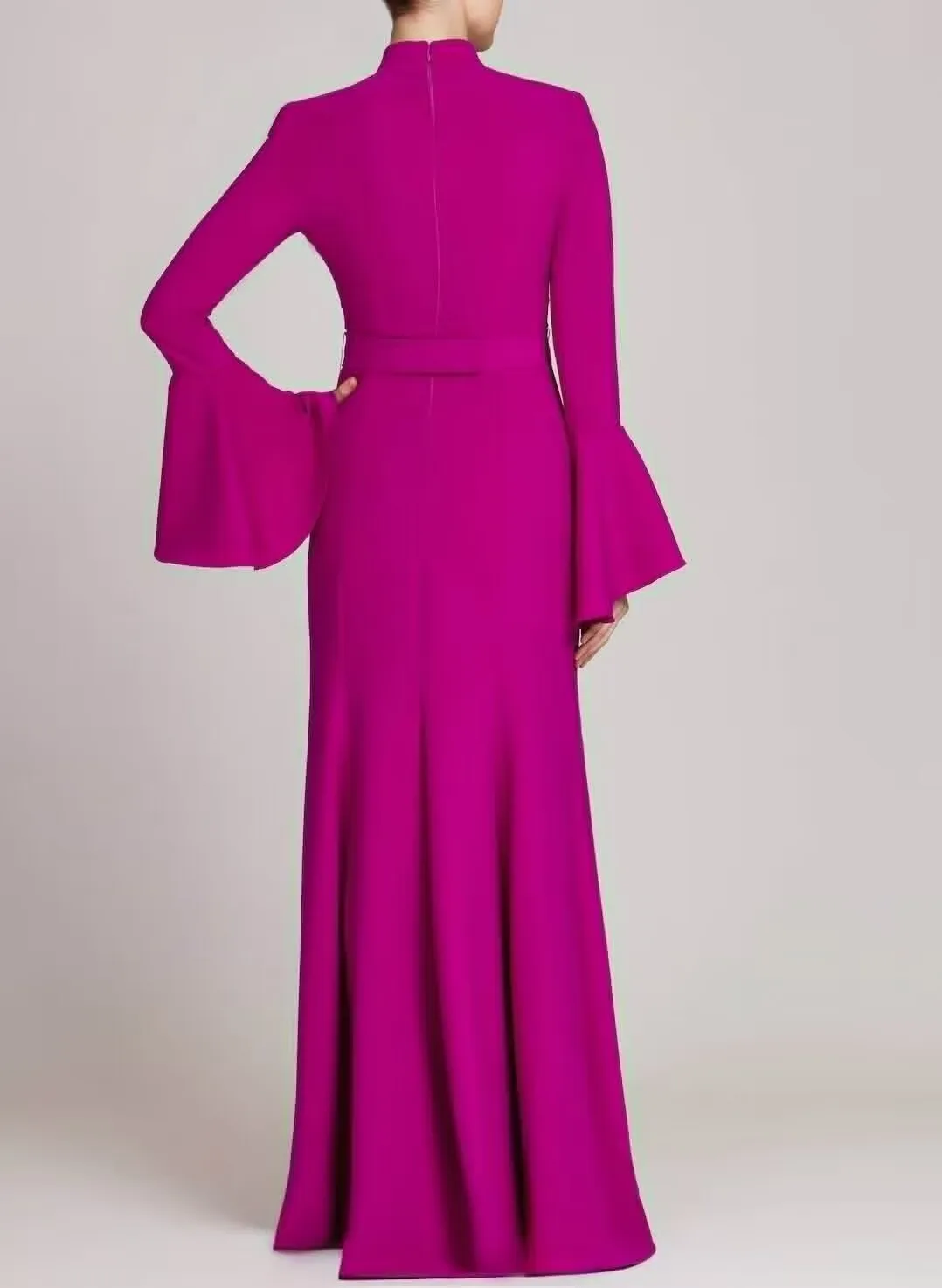 Evening Dresses For Women Luxury Purple Winter Prom Dress Dubai Long  Sleeveles | eBay