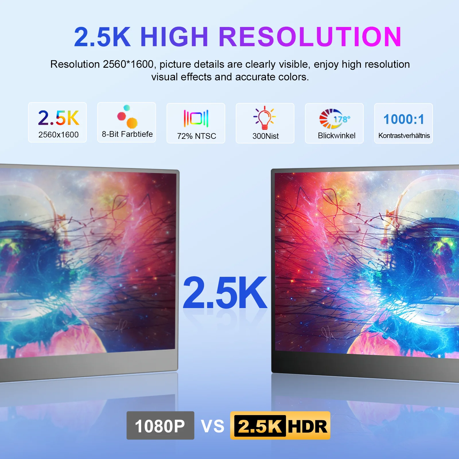 شاشة محمولة 13.3 بوصة شاشة ألعاب FHD 2560x1600 شاش...