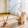 New cat funny cat stick steel wire long pole feather cute cat toy kitten fishing rotating self-pleasure relief pet toy 2