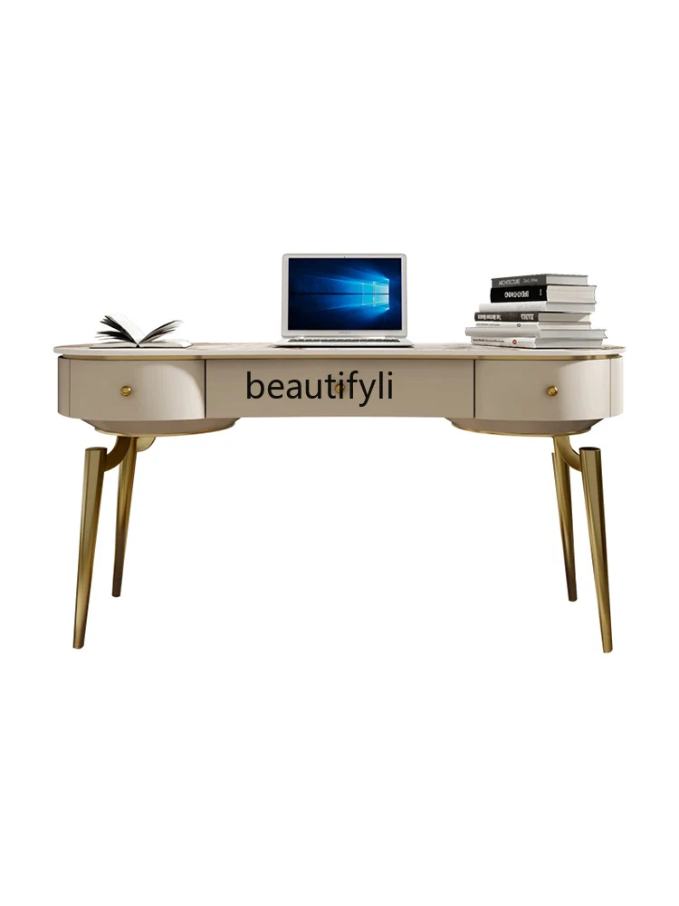 Light Luxury Desk Chair Combination Study Desk Boss  Modern Simple High Sense Stone Plate Computer Desk