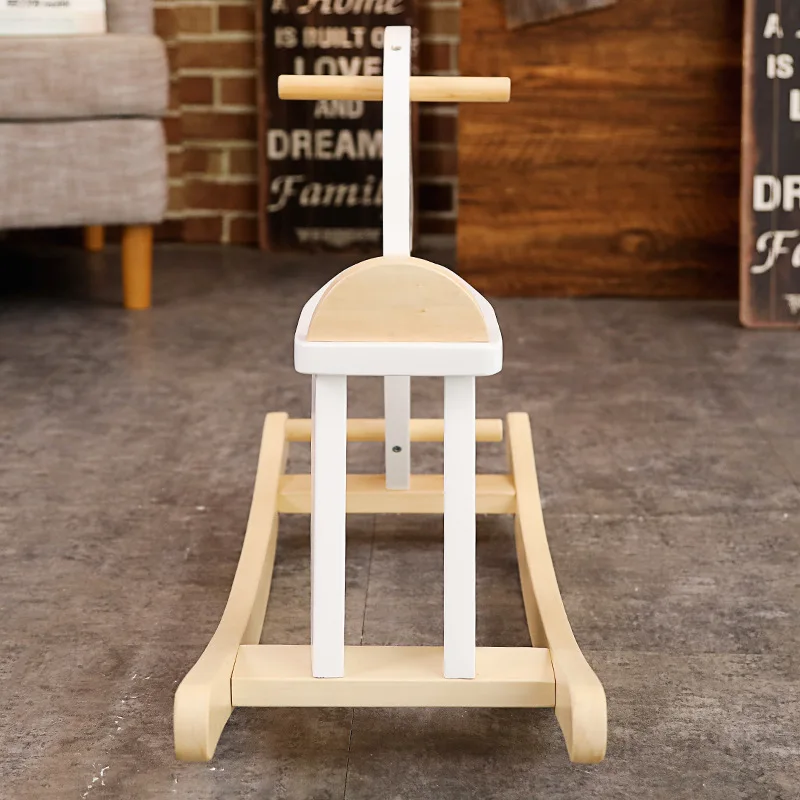 LazyChild New Children's Rocking Horse Safety Rocking Horse Nordic Style Pure Wooden Wooden Baby Toy Birthday Gift