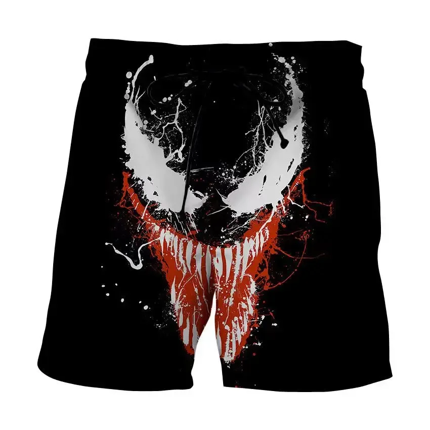 Summer Men's Shorts Marvel Venom Shorts 3D Anime Printed Swim Trunks Beach Shorts New Men's Shorts Fashion Men's Clothing 2