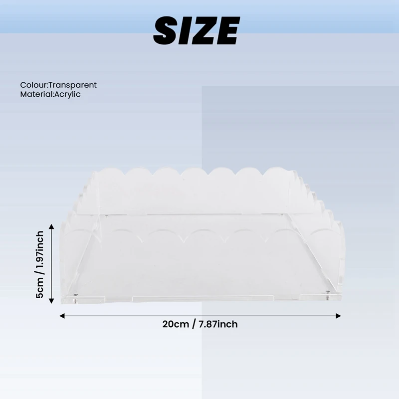 Scalloped Acrylic Tray,2024 New Acrylic Scalloped Tray,Acrylic Scalloped Tray With Magnetic Mat,Clear Acrylic Tray 6