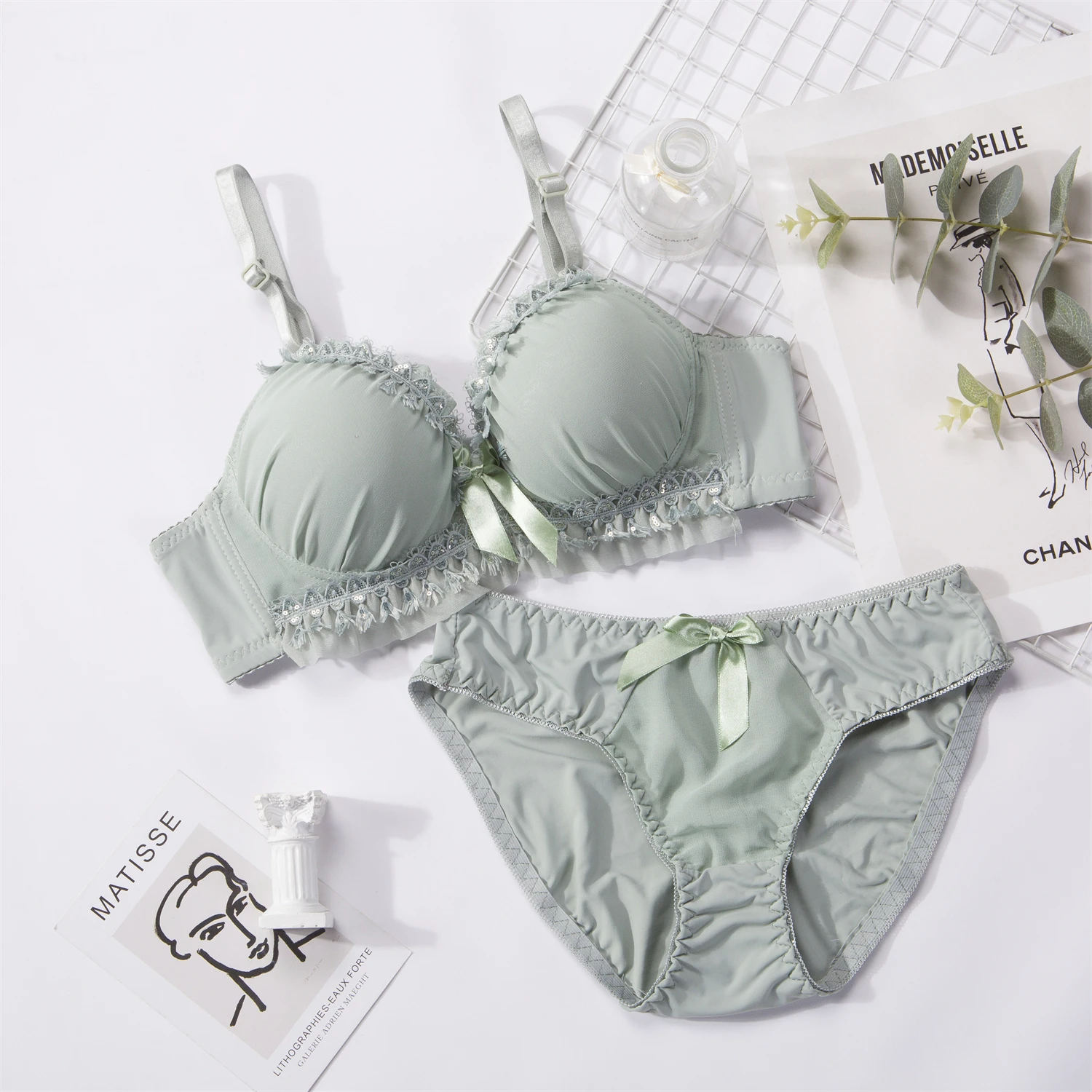 bra panty sets Push Up Bra Lace Bra And Panty Set Embroidery Bra Set Women Plus Size Deep V Lingerie 70 75 80 85 AB Cup For Female Underwears cute underwear sets